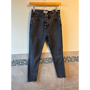 Pre-owned FRAME Distressed Le High Skinny Charcoal Gray Jeans SZ 28